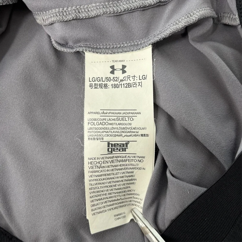 Under Armour Mens HeatGear Full Zip Track Jacket Grey Black Loose Fit Large